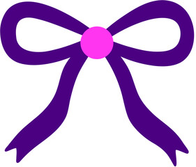 Decorative Mardi Gras Violet Ribbon Hand Drawn Vector Illustration