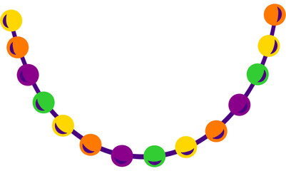 Mardi Gras Beads Garland Hand Drawn Vector Illustration © draftsndoodles