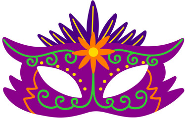 Mardi Gras Festive Mask Hand Drawn Vector Illustration