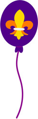 Mardi Gras Fleur De Lis Balloon Hand Drawn Vector Illustration