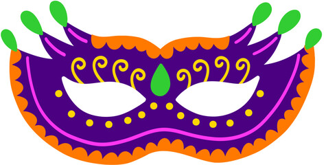 Mardi Gras Masquerade Mask Hand Drawn Vector Illustration