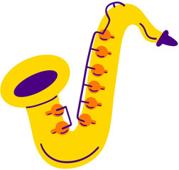 Mardi Gras Saxophone Hand Drawn Vector Illustration © draftsndoodles