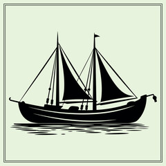 Obraz premium Silhouette of Boat, Water