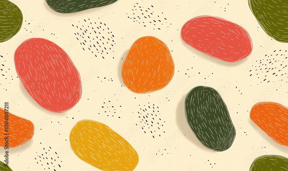 Poster abstract colorful oval seamless pattern with speckled background