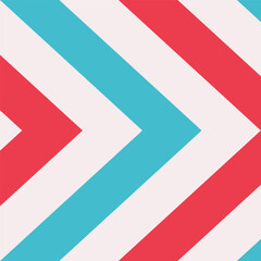 Vector flat illustration with colorful arrows in red, white, clue colors as symbol of motion to aim, intention to achievement or award. Minimalistic cartoon geometric concept with diagonals