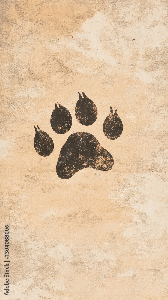 Poster a decorative image showing a paw print on a textured surface