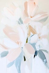Soft pastel floral painting featuring delicate blossoms and gentle brush strokes