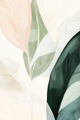 Abstract composition featuring soft pastel leaves in calming colors on subtle background