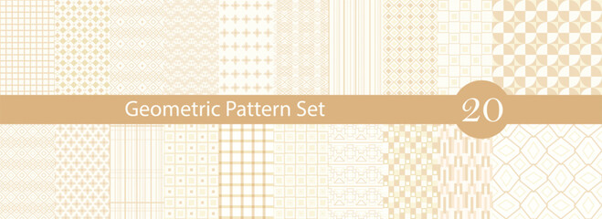 Set of 20 Geometric seamless patterns. Abstract geometric hexagonal graphic design print 3d cubes pattern. Seamless geometric cubes pattern geo neo