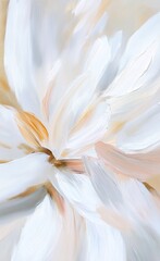 Obraz premium Soft white floral abstract painting with delicate brush strokes and subtle colors