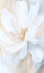 Beautiful white flower painting with soft hues and delicate details in a light background