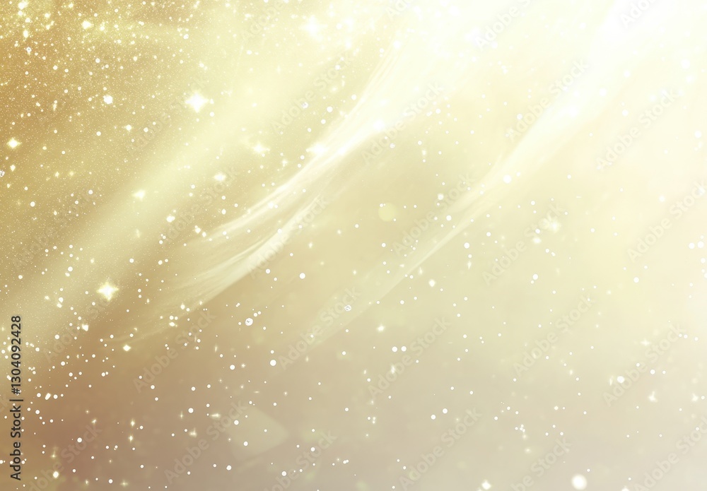 Poster ethereal golden background with soft sparkles and dreamy light effects for use in various creative p