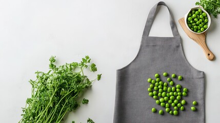Gray apron with polka dots on a white background