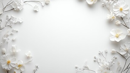 Fototapeta premium Elegant white flowers on a light background create a serene and peaceful atmosphere.