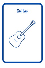 Coloring Music Flashcards - guitar