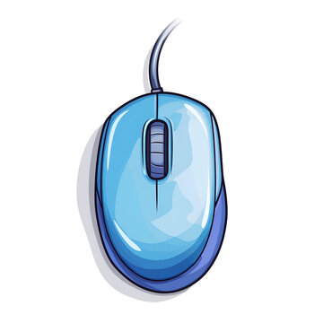 recommend clip art: Computer Mouse with Cable Illustration in Blue Tones on white