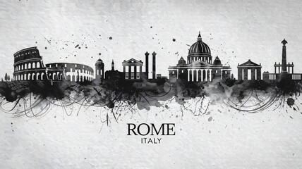 Obraz premium Illustrations of urban modern downtown landmarks and skyscrapers, featuring architecture through digital design.