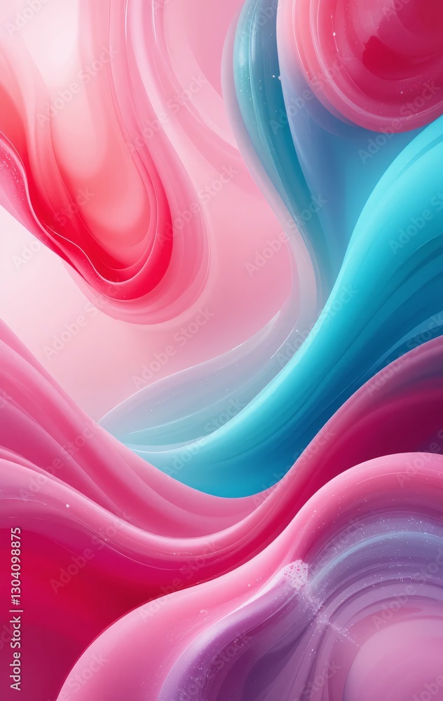 Fototapete Abstract Pink And Blue Waves. Smooth Gradients Create A Luminous, Fluid Movement. A Dynamic Design Element For Creative Projects. Modern, Swirling Forms Offer A Sense Of Artistic Beauty.