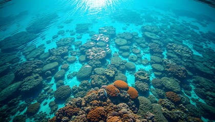 Naklejka premium Underwater Coral Reef with Turquoise Water and Vibrant Colors