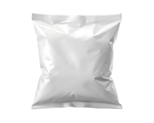 Blank chips bag mockup, food snack bag isolated on transparent background. potato chip bag mockup With clipping Path included. Chips paper package or Food Packaging