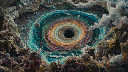 Colorful Spiral Galaxy Black Hole Cosmic Art