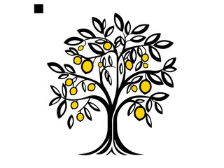 Obraz premium Fruit Tree Lemon Tree. Lemon Tree Branch Isolated on White Background.