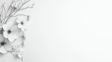 Minimalist floral arrangement with delicate white flowers on a clean background for a serene visual effect.