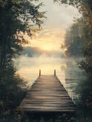wooden bridge over lake