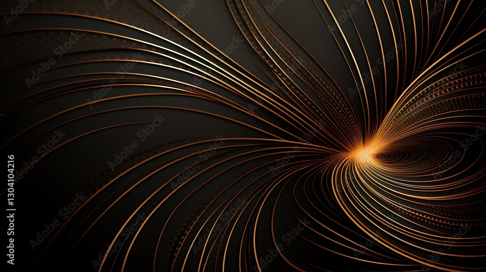 Poster abstract golden lines: a mesmerizing swirl of elegant golden lines radiates outwards from a central 