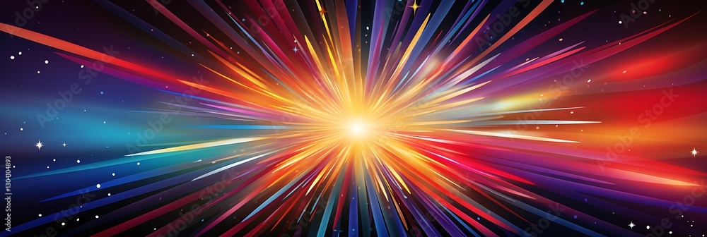 Poster cosmic burst of energy: a vibrant, energetic illustration captures a celestial explosion of colors e