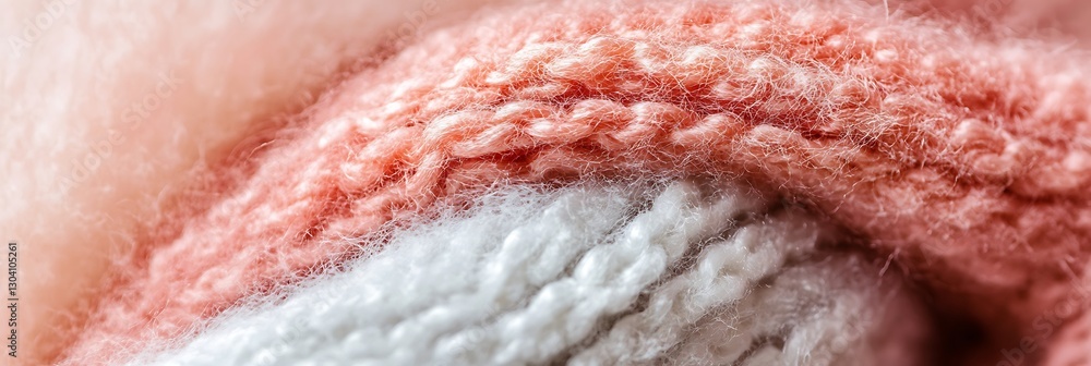 Poster knitted texture close up: delicate layers of knitted fabric, artfully arranged, create a tactile fea