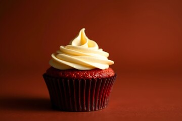 Delicious Cupcake with Cream Cheese Frosting on a Solid-Color Background, Perfectly Styled for a Sweet Treat - dessert stock-image