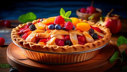 Fruit pie with a crispy crust