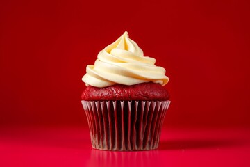 Delicious Cupcake with Cream Cheese Frosting on a Solid-Color Background, Perfectly Styled for a Sweet Treat - dessert stock-image