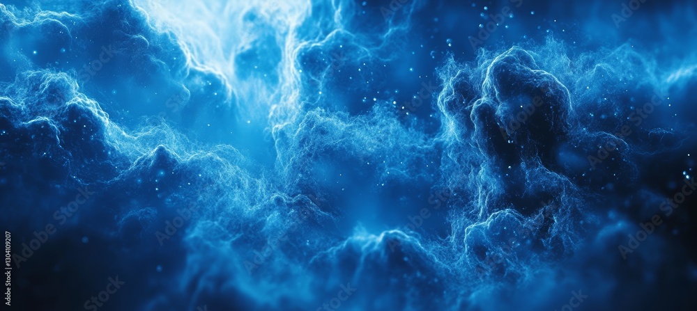 Wall mural blue nebula galaxy space gas clouds. generative ai technology.
