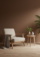 Fototapeta premium Minimalist Lounge Space with Earthy Tones