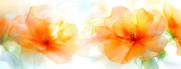Orange flowers, soft light, floral art