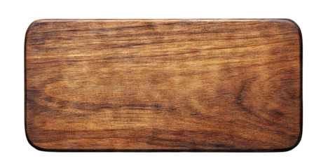 Blank polished wooden nameplate, isolated on transparent cutout background