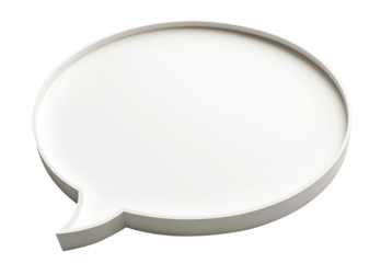 White speech bubble in oval shape, isolated on transparent cutout background