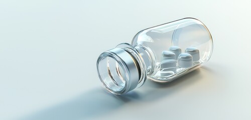 clear medicine bottle mockup, ideal for showcasing pharmaceutical packaging in 3D.