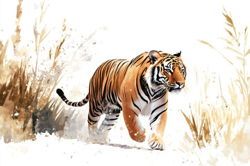Fototapeta premium Beautiful vector illustration of a tiger walking, full body