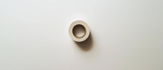 White adhesive tape roll on white background