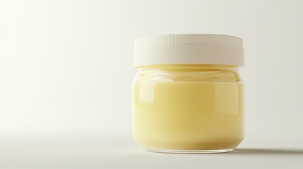 Creative cooking homemade yellow sauce in glass jar simple kitchen product photography