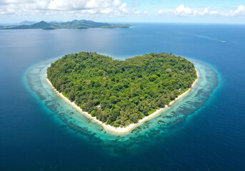 heart shaped island in the ocean . Generative AI