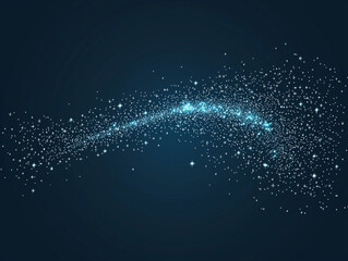 Glimmering Stardust Trail Across Dark Blue