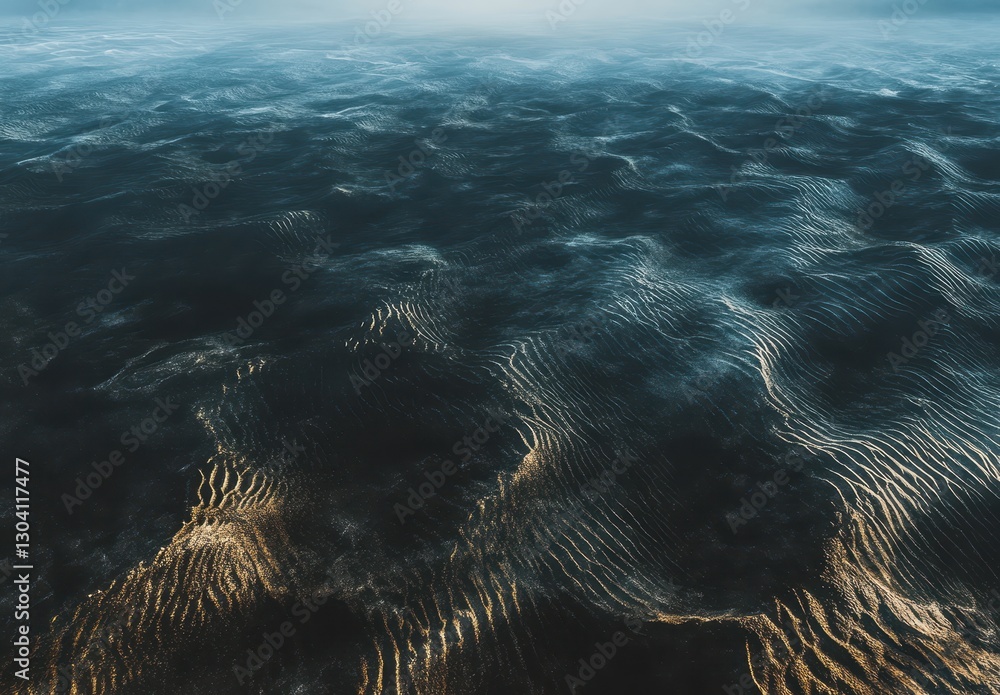 Aufkleber serene abstract view of ocean waves with calm water surface and gentle undulations reflecting soft l