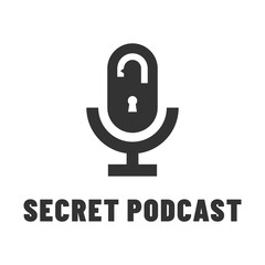 secret private podcast talk flat minimalist logo design