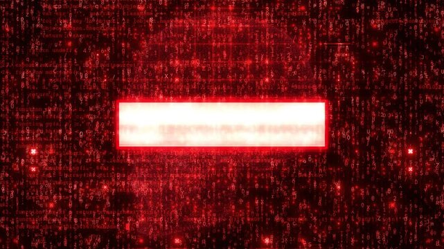 Computer Ransomware Alert on Red Hacking Background with Animated Binary Matrix - Powered by Adobe