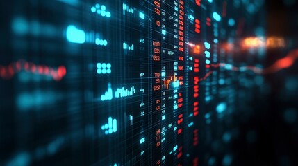 Fototapeta premium Abstract Digital Data Stream Futuristic Stock Market Visualization