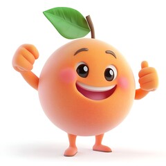 Joyful Orange Mascot: A vibrant and cheerful orange mascot is all smiles, holding a thumbs-up sign. This animated character is a symbol of positivity, healthy living, and delicious fruit.